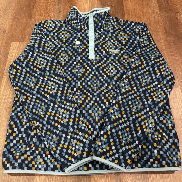 LL Bean Other - LL Bean Mens L Slightly Fitted‎ Fleece Pullover Jacket Multi Color Geometric